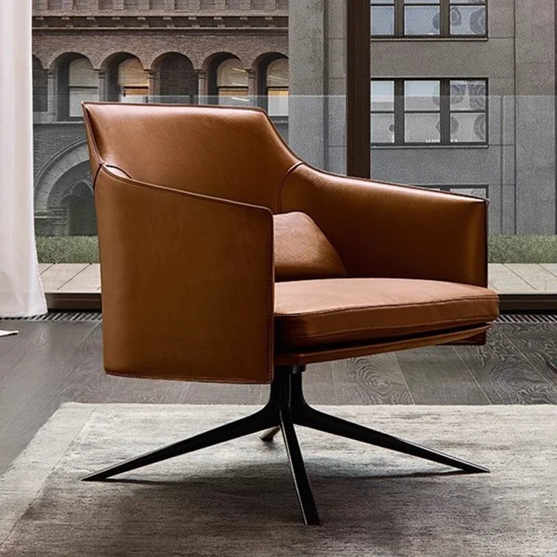 

*Single Sofa Chair Modern Minimalist Hotel Club Light Luxury Leather Office Area Reception Negotiation Chair