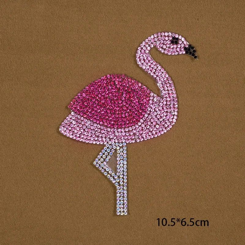 Brand Diamond Crystal Pink Flamingo Bird Embroidered Sequin Patches for Clothing Iron on Transfer Badge Clothes Sticker Stripes