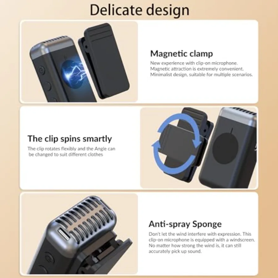 Kabellose Lavalier-Mikrofone für iPhone, iPad, Kamera und Android-Geräte, Mini-Mikrofon für Rrding, Rauschunterdrückung, Ansteckmikrofon C