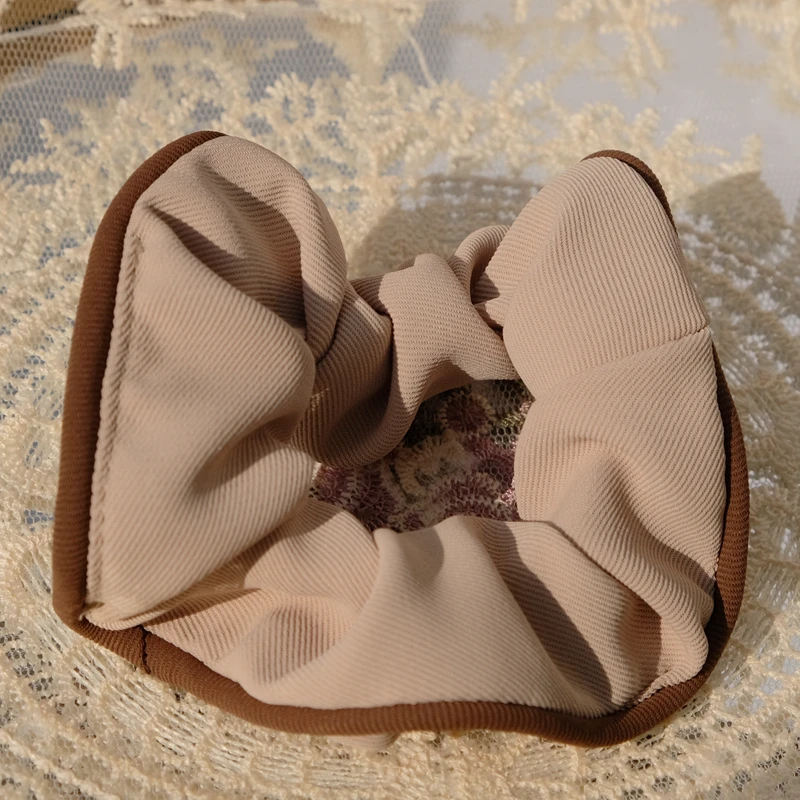 

French Ins Style Scrunchies Sweet Fashionable Black White Coffee Brown Hair Ties Cotton Linen Fold Elegant Hair Accessories