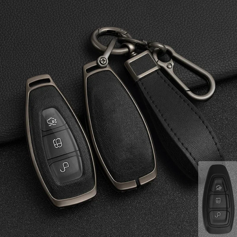 

Zinc Alloy+PU Leather Full Cover Car Key Case For Ford Focus 3 4 ST Mondeo MK3 MK4 Fiesta Fusion Kuga 2013 2014 2015 2017