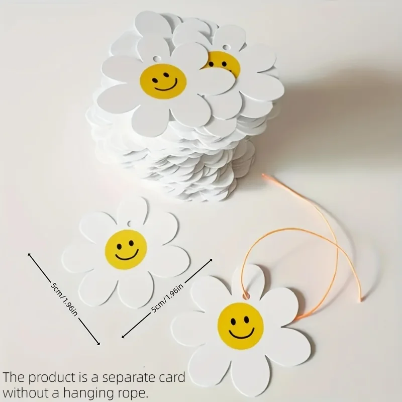 선물 가방 장식을위한 100pcs 웃는 얼굴 꽃 태그, 작은 축복 인사말 카드 장식 태그, 선물 상자 장식, 추수 감사절