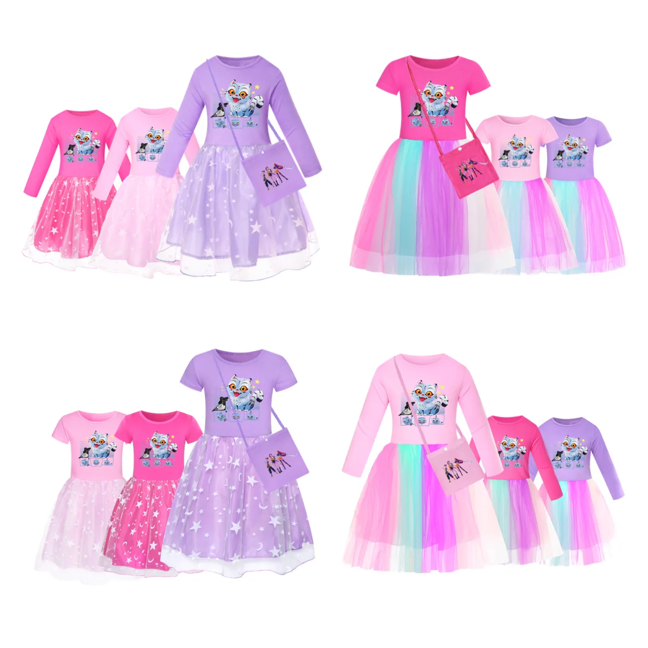 

Kids KPop Demon Hunters Huntrix Summer Short Sleeve Causal Dresses Baby Girls Rainbow Dress Children Princess Party Vestidos4844