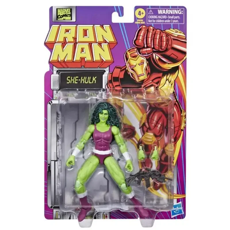 Hasbro Marvel Legends Series She-Hulk Iron Man Comics Collectible 6-Inch Action Figure Toy Retro-Inspired Blister Card