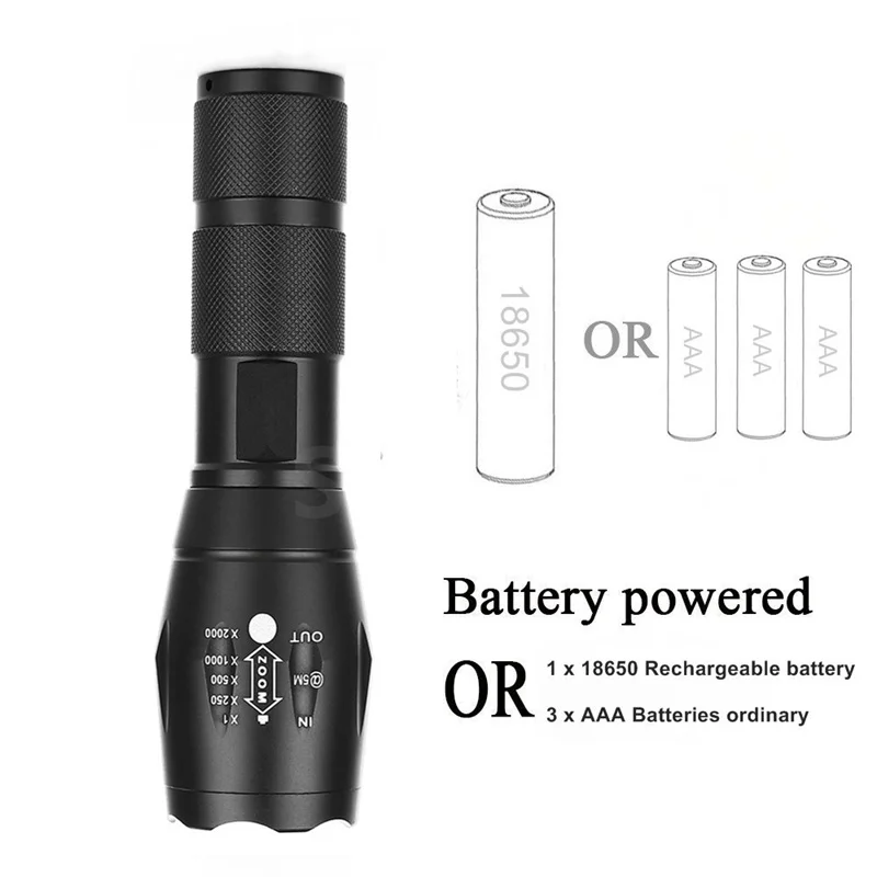 Adjustable Focus Mini Flashlight T6 L2 6000 Lumens LED Flashlight Torch Lantern 18650 Rechargeable Torch Linterna LED Mount