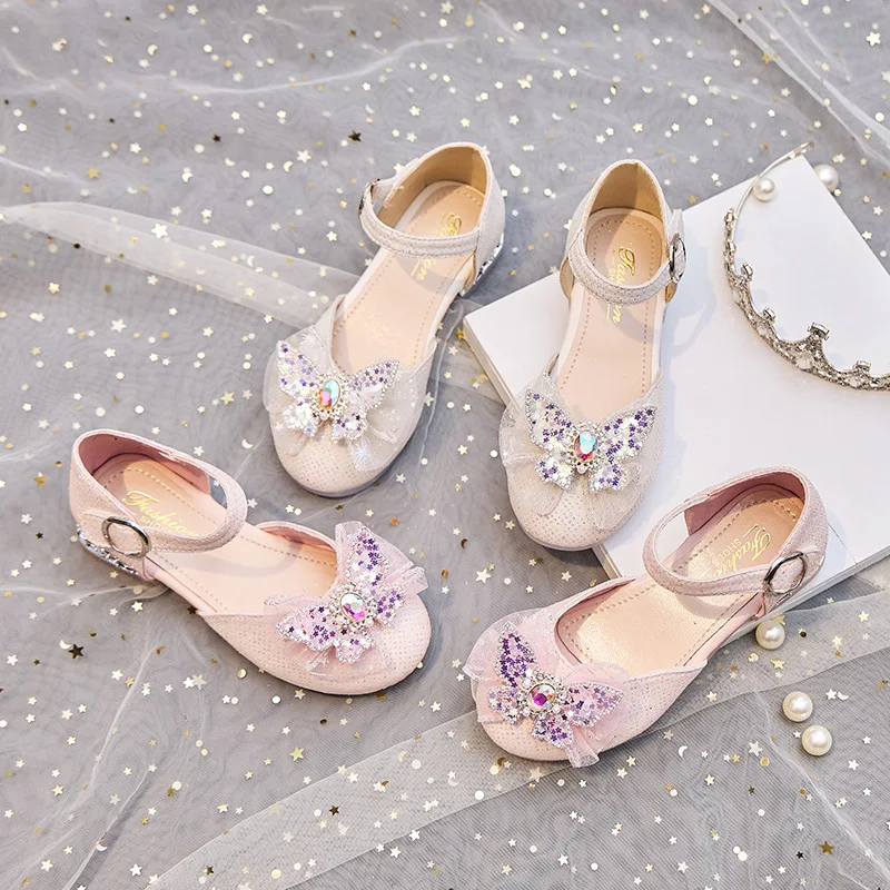 Girls Flat Heel Sandals Kids Spring Summer Children Dress Dance Shoes Fashion Sweet Bow Versatile Princess Wedding Party Sandals
