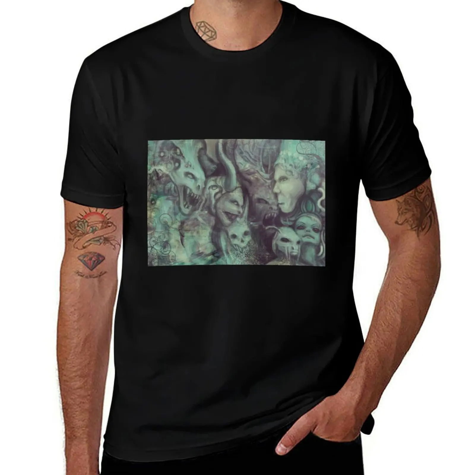 Doodle_Faces T-Shirt Plus Size Solid Color T-Shirt