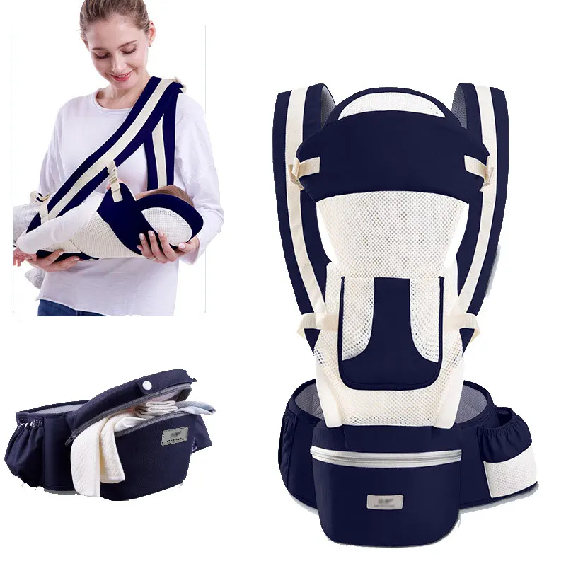 Mochila ergonômica com assento de quadril, Suporte infantil com apoio de cabeça, Canguru Wrap Bag Sling, Recém-nascido para criança