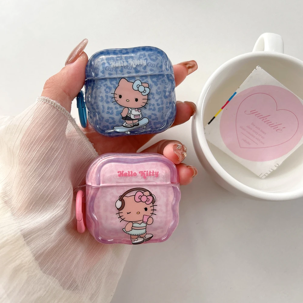 Милый чехол для наушников Sanrio Hello Kitty с леопардовым принтом для Airpods 4 Pro 2 1 2 3, беспроводная Bluetooth-гарнитура, защитный чехол