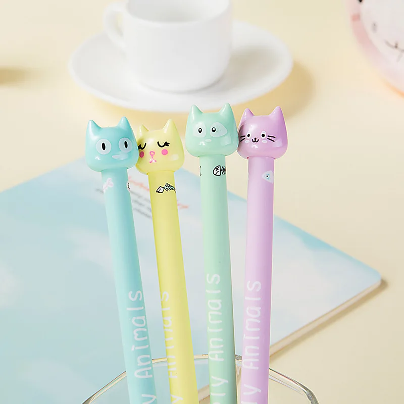 

С изображением героев из мультфильмов, 1 штука в виде Kawaii Cat гелевая ручка студенческие Симпатичные Карамельный цвет офисные Writeing ручки для подписи канцелярские Эсколар Papelaria
