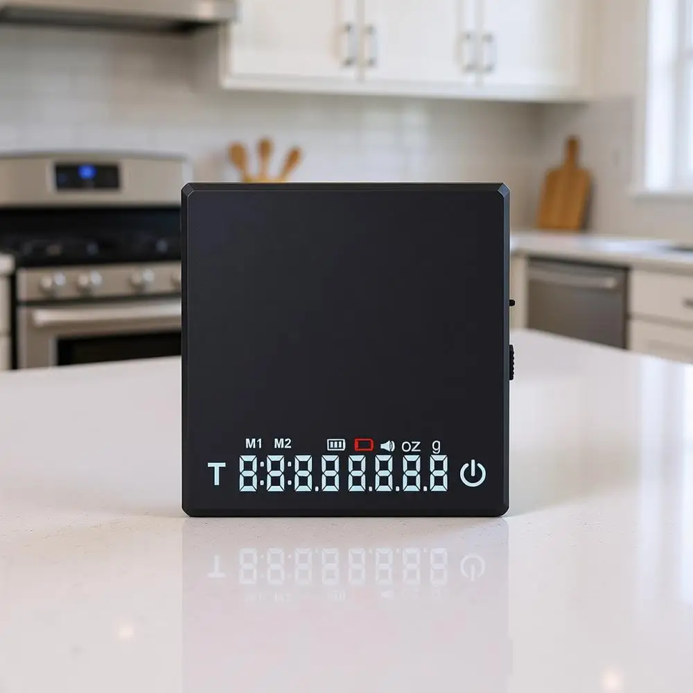 

High Precision Digital Mini Coffee Scale, 0.3g to 2kg Measuring Range, Rechargeable, Tare Function, LED Display, Black ABS