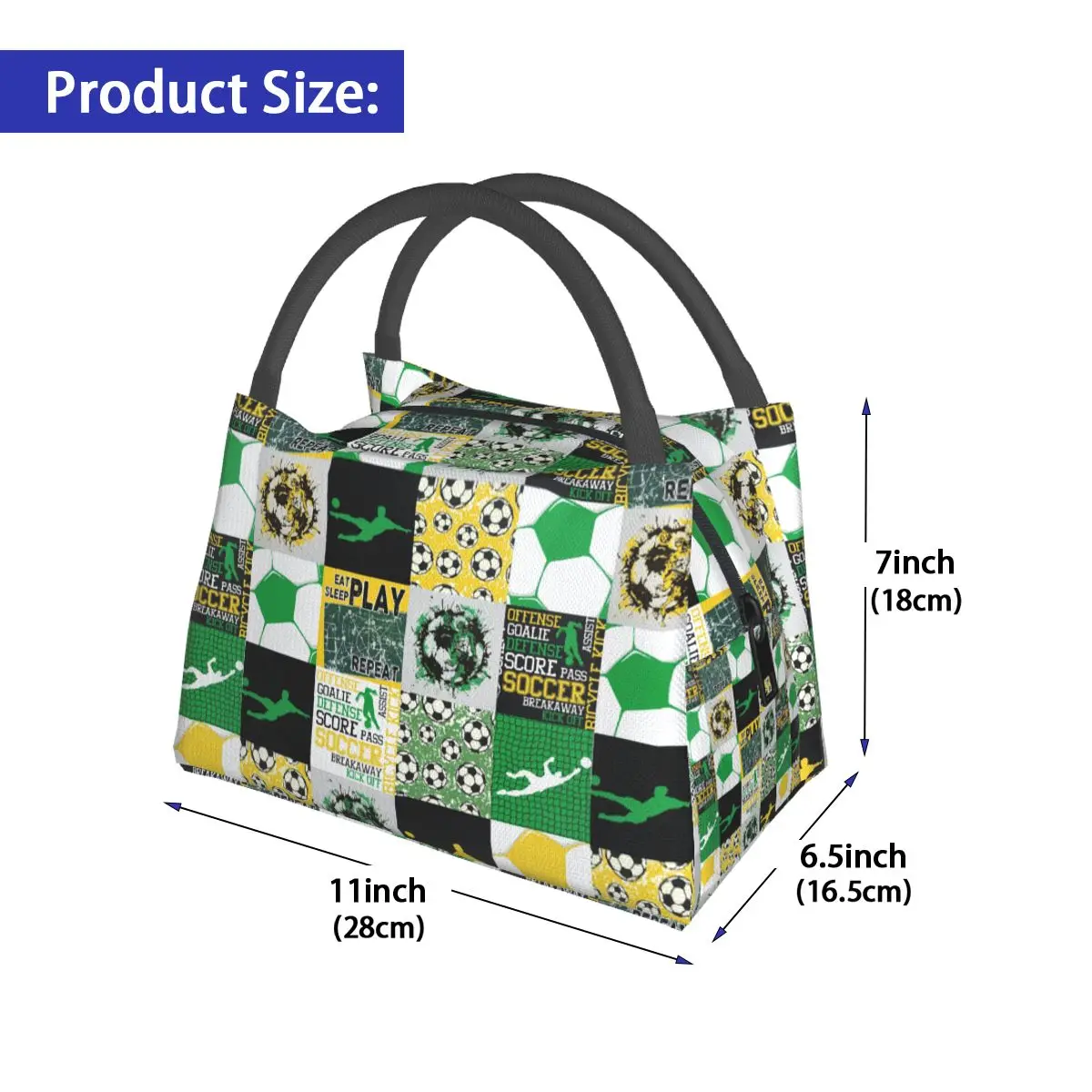 Soccer Football Lunch Bag For Adult Sport Pattern Lunch Box Casual Picnic Cooler Bag Portable Insulated Oxford Tote Food Bags