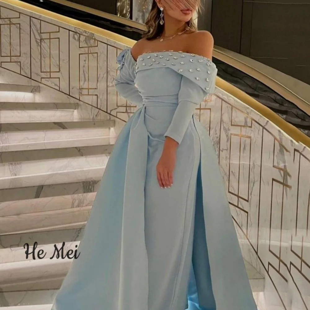 

Elegant Party Gowns Customized Strapless Crystal Evening Gown Off Shoulder Vintage Sheath New Prom Dresses فساتين سهرة