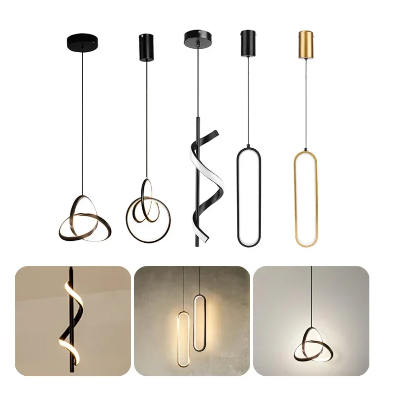 

Скандинавская современная светодиодная люстра, минималистичный дизайн в полоску, домашний подвесной светильник для спальни, прикроватная настольная лампа
