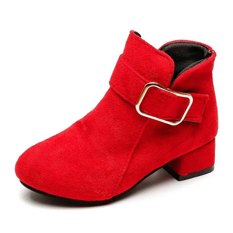 Girls Leather Ankle Boot Waterproof Children High Heel Short Boot Fashion Kids Kid Casual Sneakers