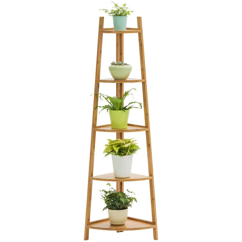 

Balcony flower stand flower pot plant stand Balcony movable living room hall indoor wooden floor corner flower stand