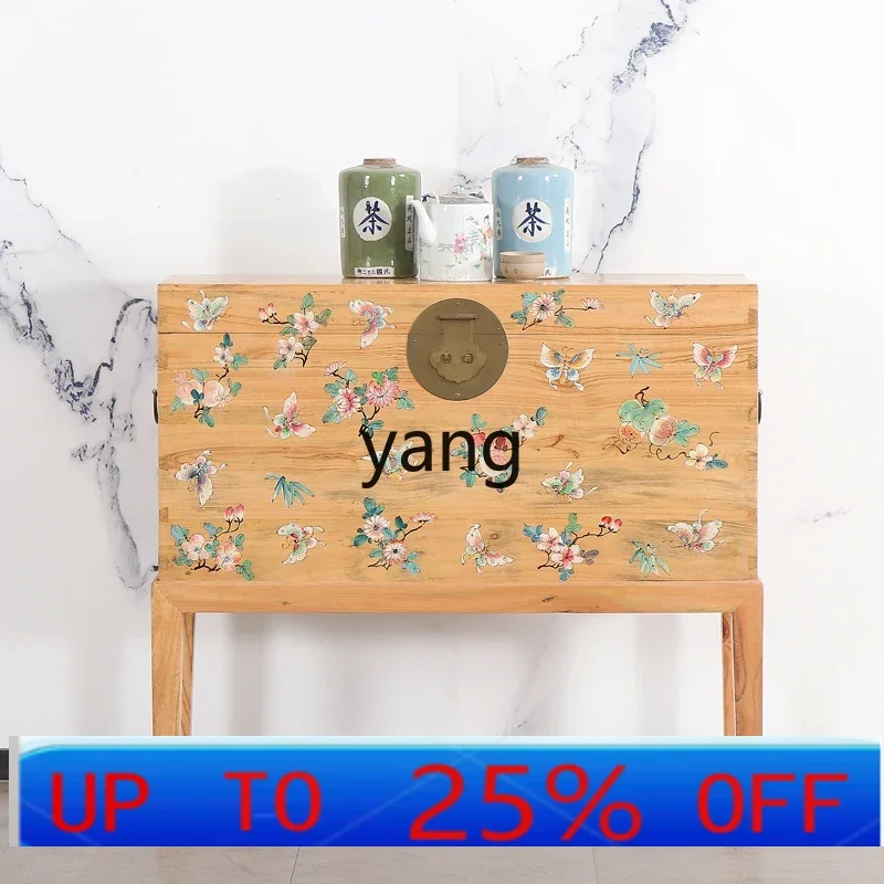 

LMM new Chinese camphor wood box entrance solid wood decorative foyer cabinet antique edge few lockers