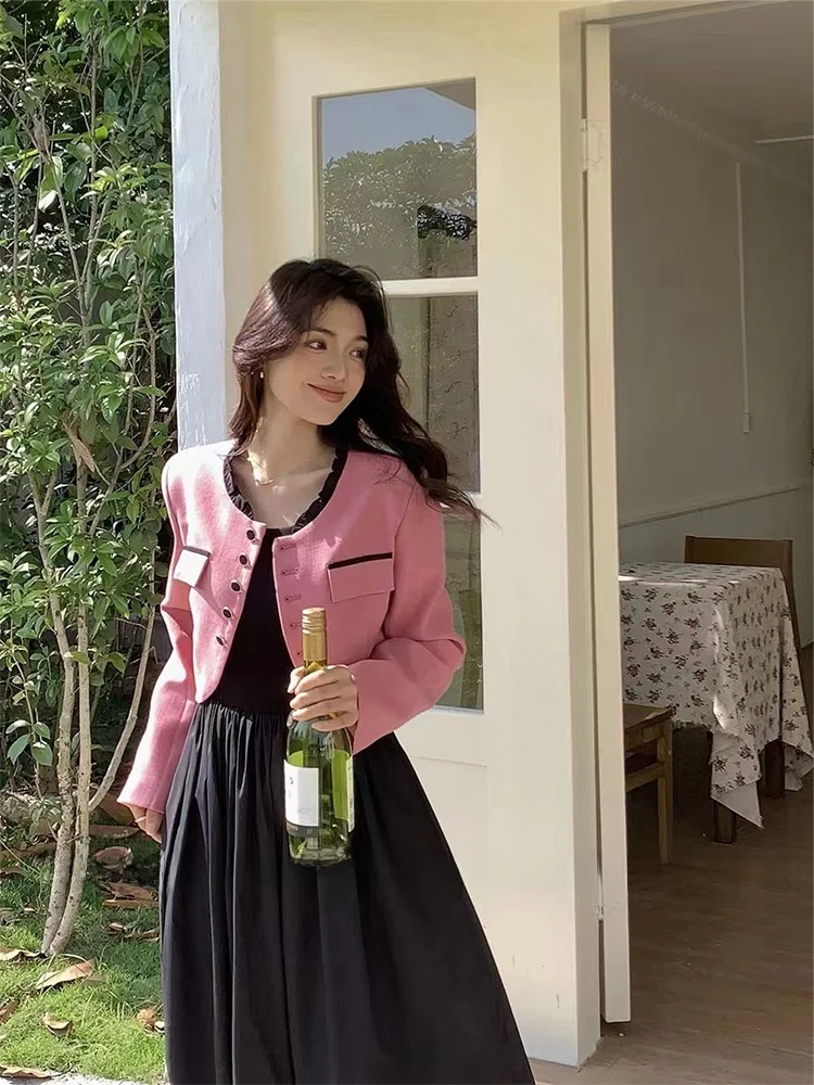 

plus Size Spring Faion Set Women's ort Coat Underdr Belted High Waist A-Line Skirt Casual Sle Floral Embelliment