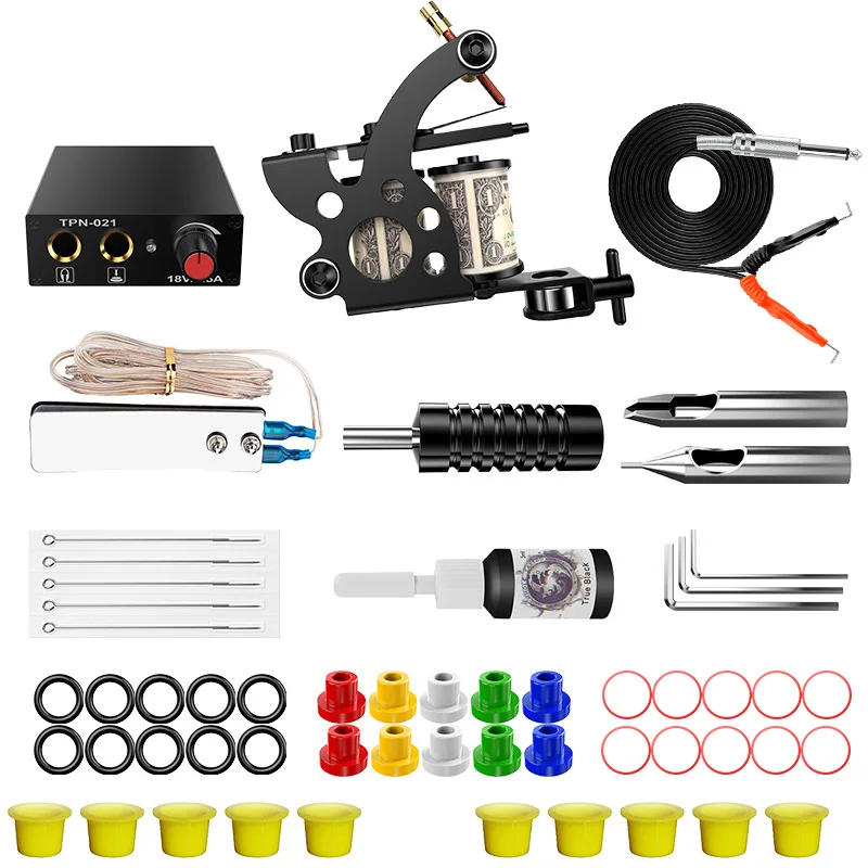 

Tattoo kit full set of equipment stand-alone monochrome tattoo machine set 5pcs disposable tattoo needle