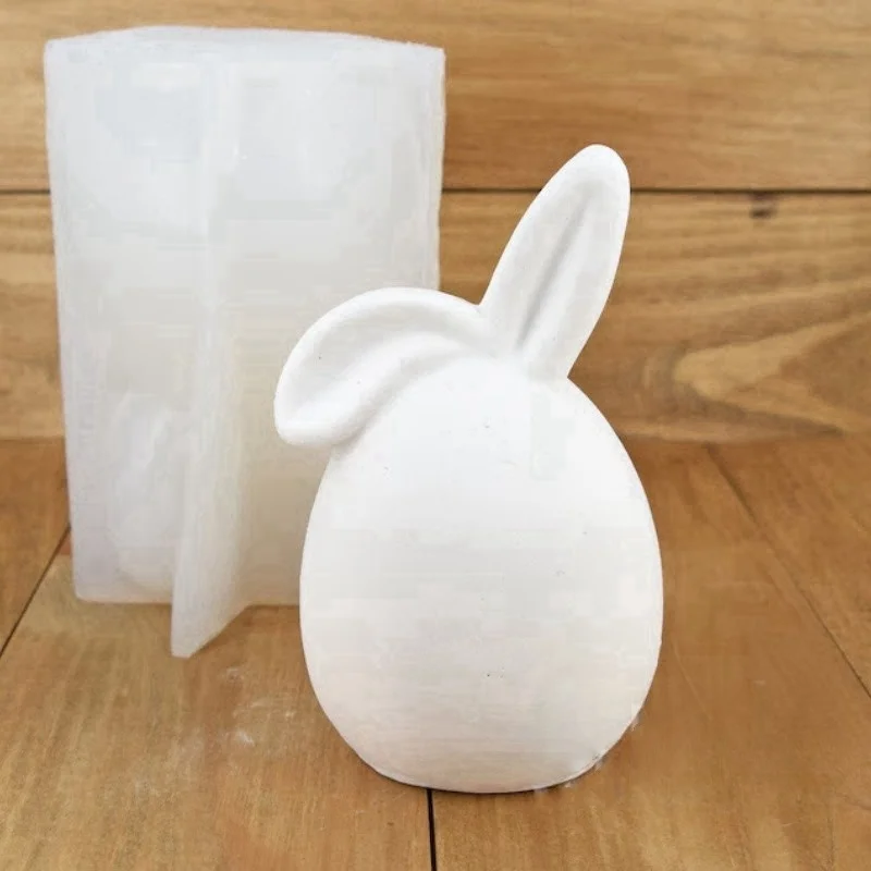 Easter Egg Bunny Candle Ornament Silicone Molds DIY Gypsum Aromatherapy Double Rabbit Ear Decoration Resin Mold Home Handicrafts