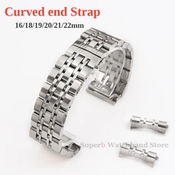 Solid Stainless Steel Watch Strap for TISSOT 16/18/19/20/21/22/mm Curved End Watchband Replacement Bracelet Butterfly Buckle
