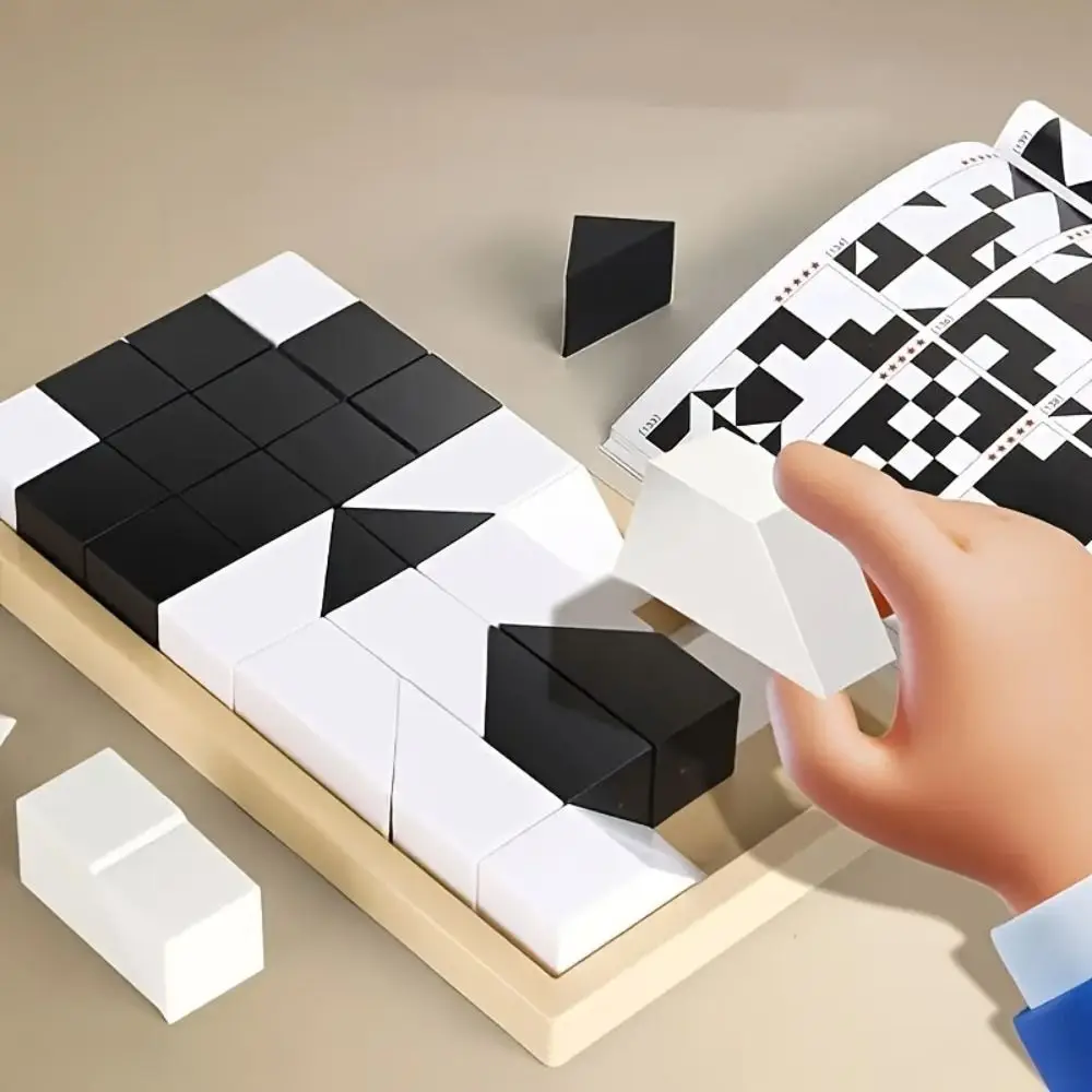 Black White Design Building Blocks Educational Logic Training Hidden Building Block Puzzle 120 Level Intelligent Puzzle