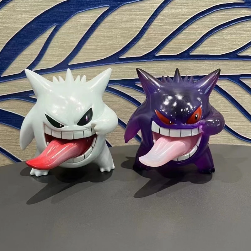 2024 neue Auf Lager 9 cm Anime Pokemon Gengar Schwarz/Weiß Zunge Spucken Action Figur Spiel Statue Abs Kawaii modell Geschenke Puppe Spielzeug