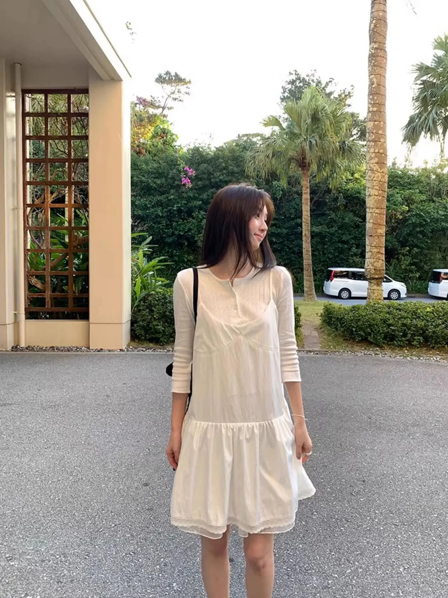 دمية Sweet Sle مزخرفة بالدانتيل بدون أكتاف Dr Loose Fre ومضادة للشيخوخة Dr Dongda Gate اليابانية Sle كاجوال بخصر عالٍ على شكل حرف A...