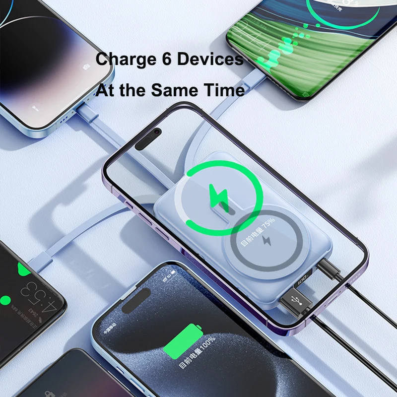 15W Magsafe Wireless Charger with Cable Stand PD 22.5W Fast Charging Power Bank 20000mAh for iPhone 16 Samsung Xiaomi Powerbank