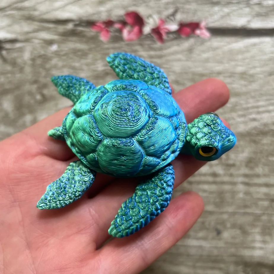 Cute Candy 3D Print Miniature Green Turtle Model Creative Tiny Desktop Ornaments Movable Limbs Desk Crafts