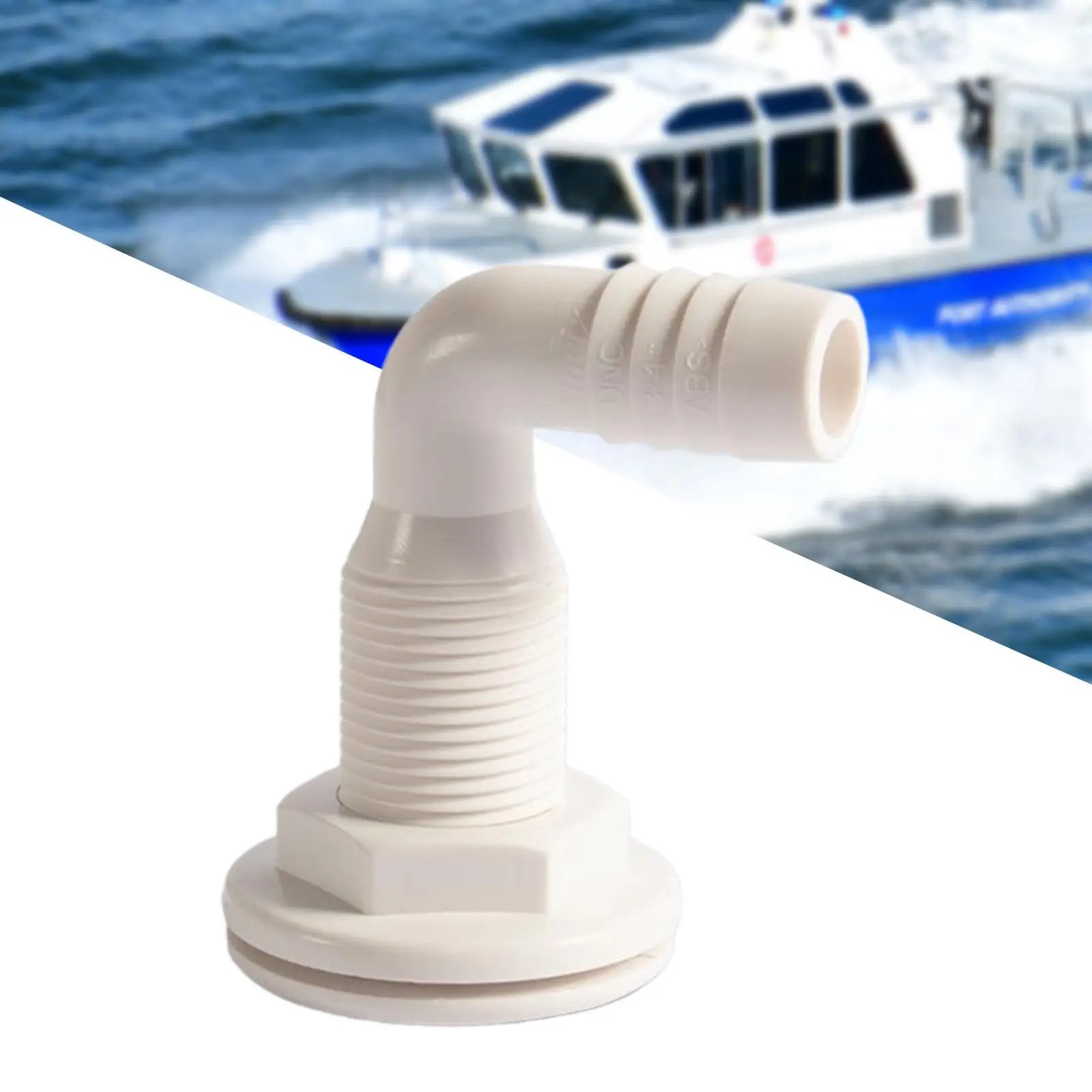 ABS Drain Plug Boat Marine Outlet Elbow Thru Hull Connector Deck Drain Cover for Yacht Cabin Water Gateway