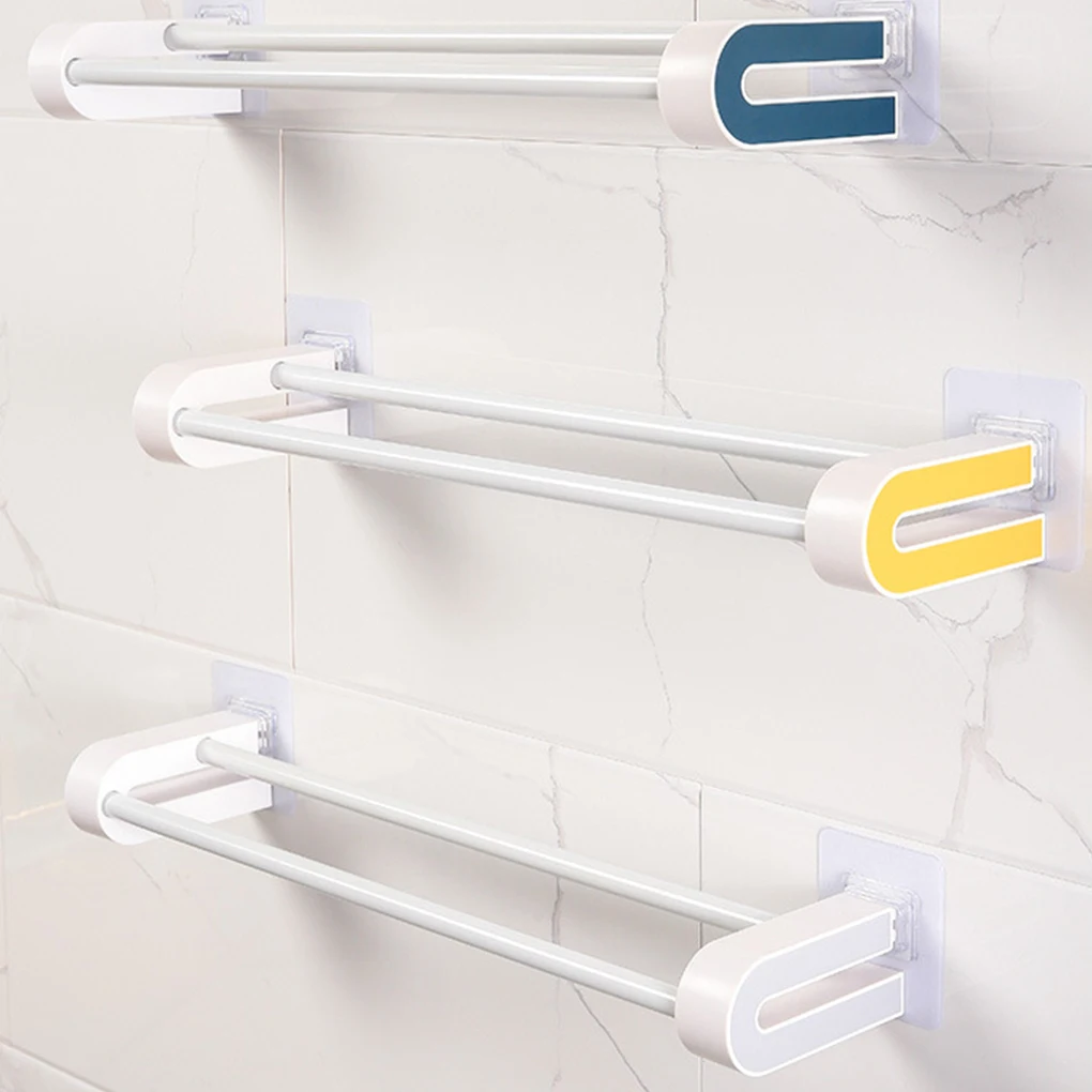 Wall Mounted Towel Rack Bathroom Storage Holder Punch Free Home Shelf