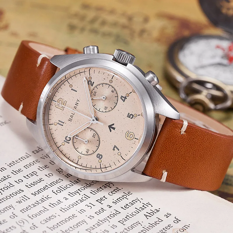 Baltany Military Pilot Men Watch S5044 Retro RAF 6BB Homage Quartz Chronograph Air Force Style Stopwatch Male Sport Outdoor Casu