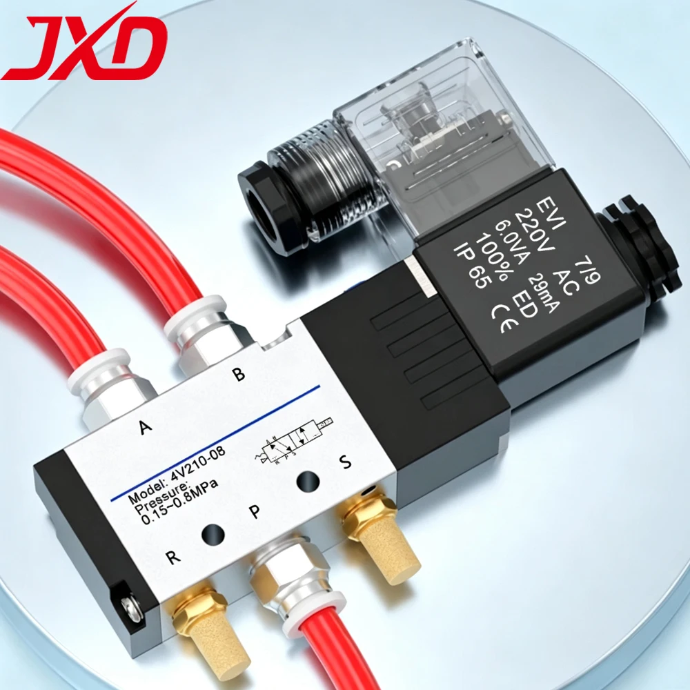 JXD 4V210-08 4V210-06 Solenoid Valve 5/2 Way Pneumatic Control Air Valve 1/4