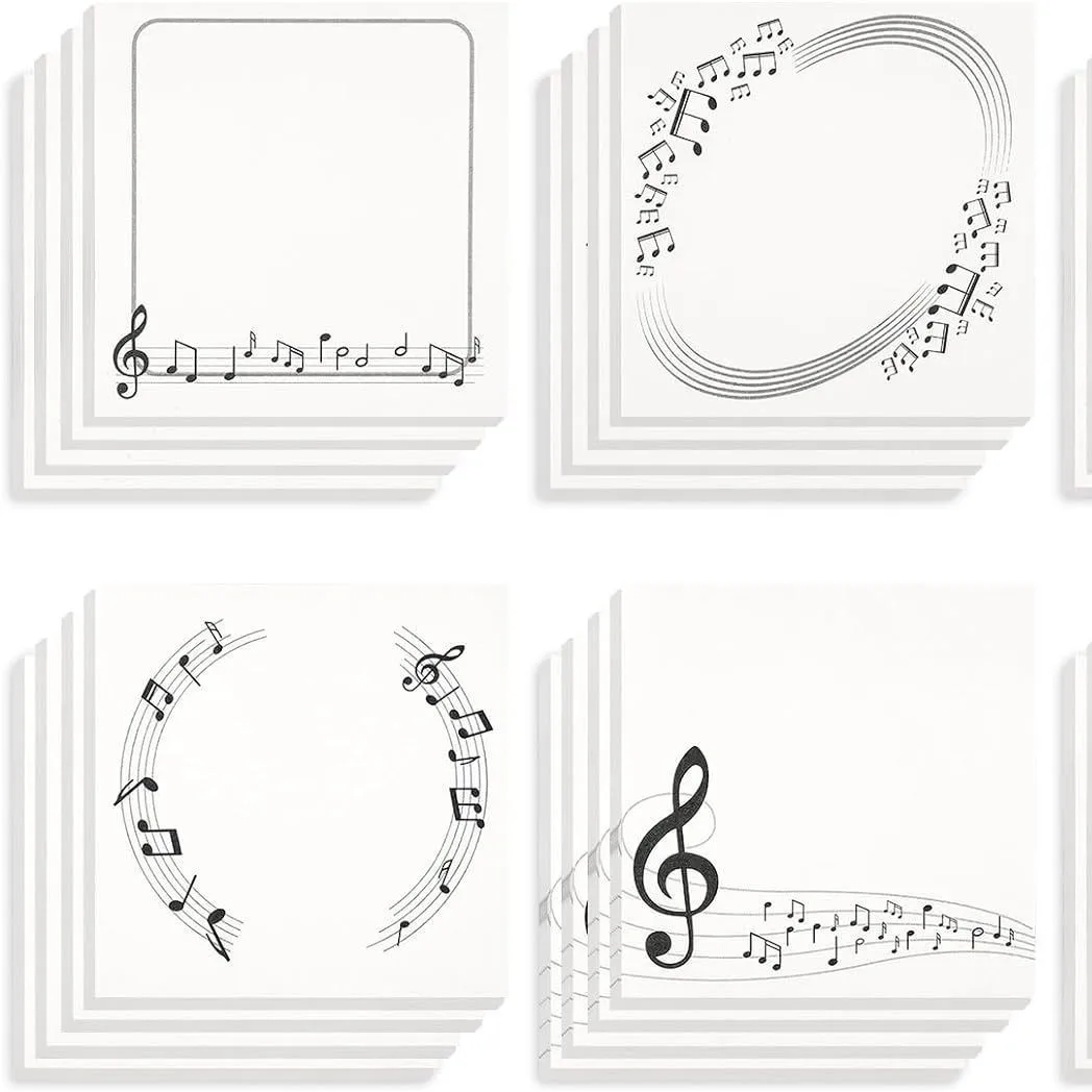 

6pcs Music Sticky Notes Musical Notepads With Treble Clef Notes Memo Pads For Music Teacher School Office Supplies