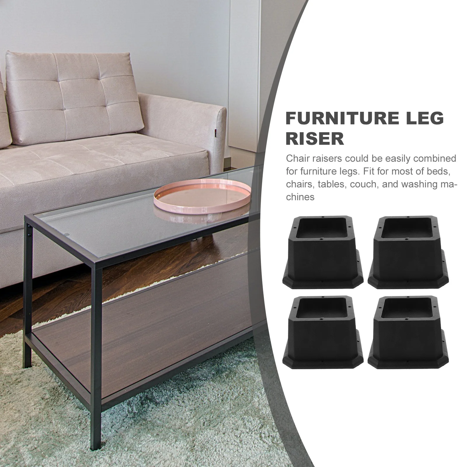 

4Pcs Adjustable Bed Furniture Risers Heavy Duty Sofa Table Chair Lifts for Couch Desk Leg Elevators Bed Risers
