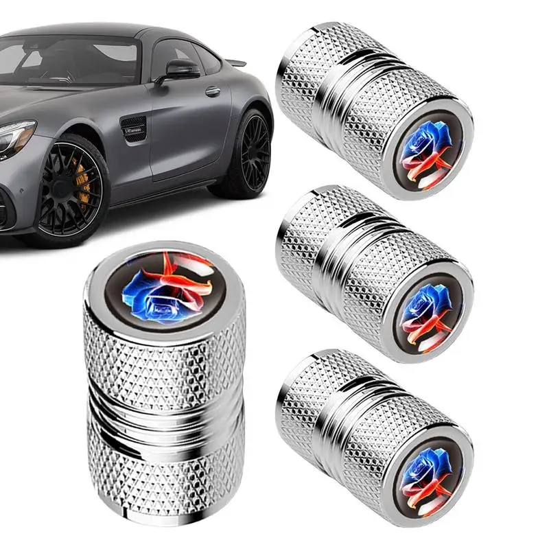 Car Tire Caps Tire Caps 4 Pack Tire Valve Caps Aluminum Alloy Valve Caps Rustproof Tire Stem Caps Generic Black Tire Valve Caps