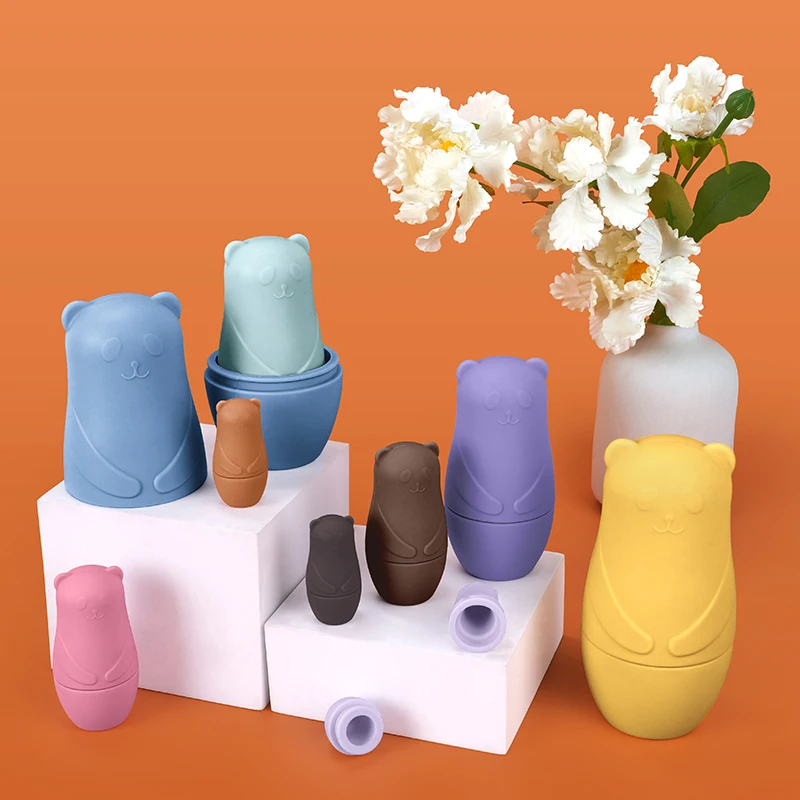Siliconen Matryoshka Stapelen Speelgoed Russische Nesting Dolls Baby voor Kinderen Siliconen Stapelblokken Pop Binnen Pop Speelgoed Interact