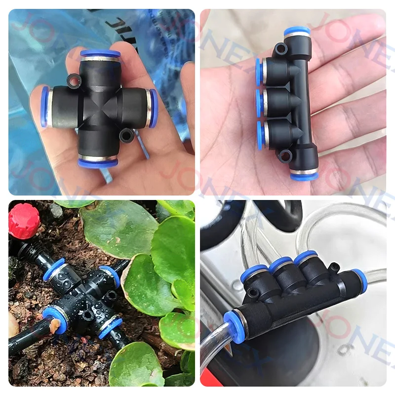 5PCS Pneumatic Fitting Connector 4mm 6mm 8mm 10mm PZA PK Quick Release 4 Way 5 Way Push In Connection For Air Water Hose Tube