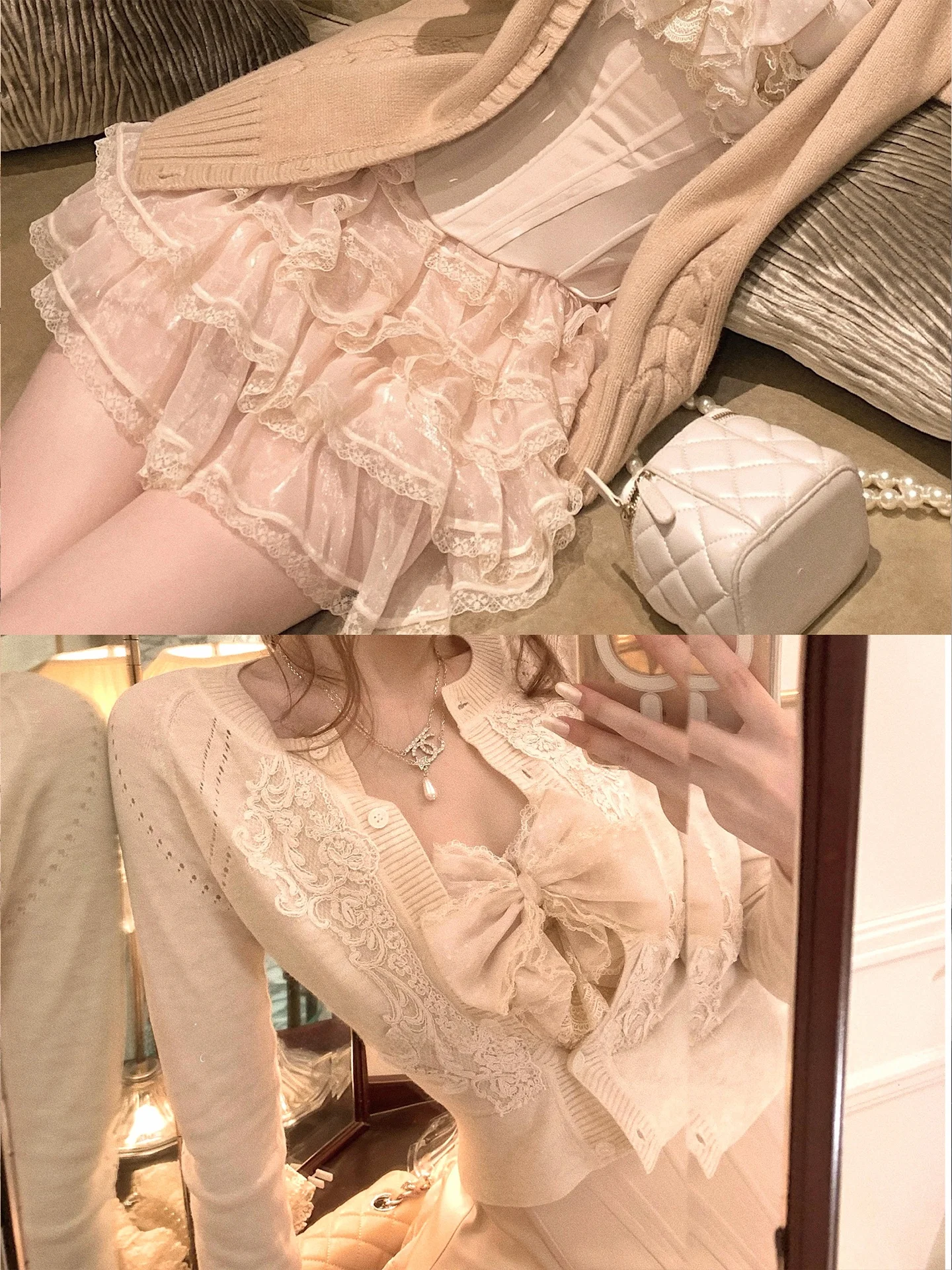 Romantic Lace Ballet Short Skirt Multi-layer Cake Style High Waist Slimming Polyester Fiber Elastic Elasticity for Young Ladies