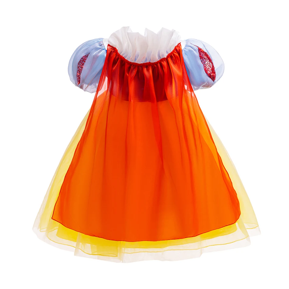 Snow White Dress Sequin Mesh Gown Halloween Dress up Kids Cosplay Princess Costume Toddler Girls Christmas Carnival Apparel  ﻿