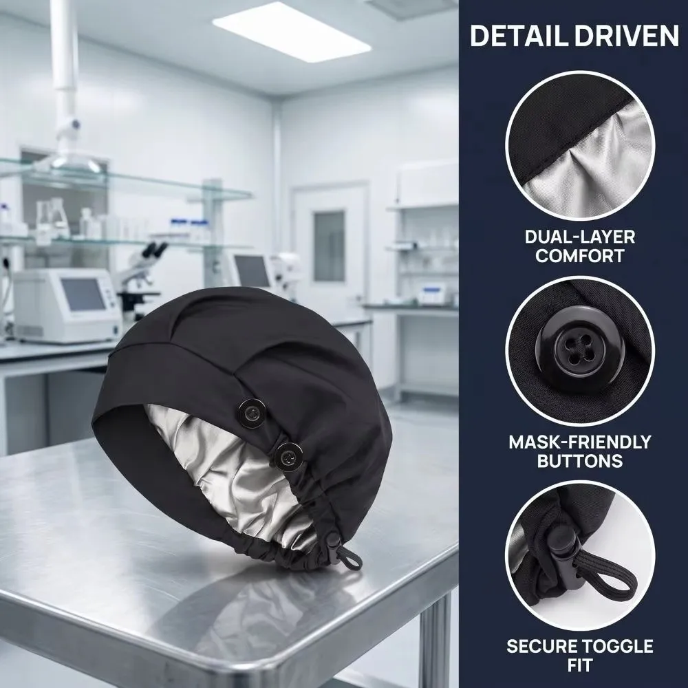 High Elastic Stretch Operating Room Work Hat HeadCover Double Layer Double Layer Turban Hat Cotton Adjustable Nurse Cap