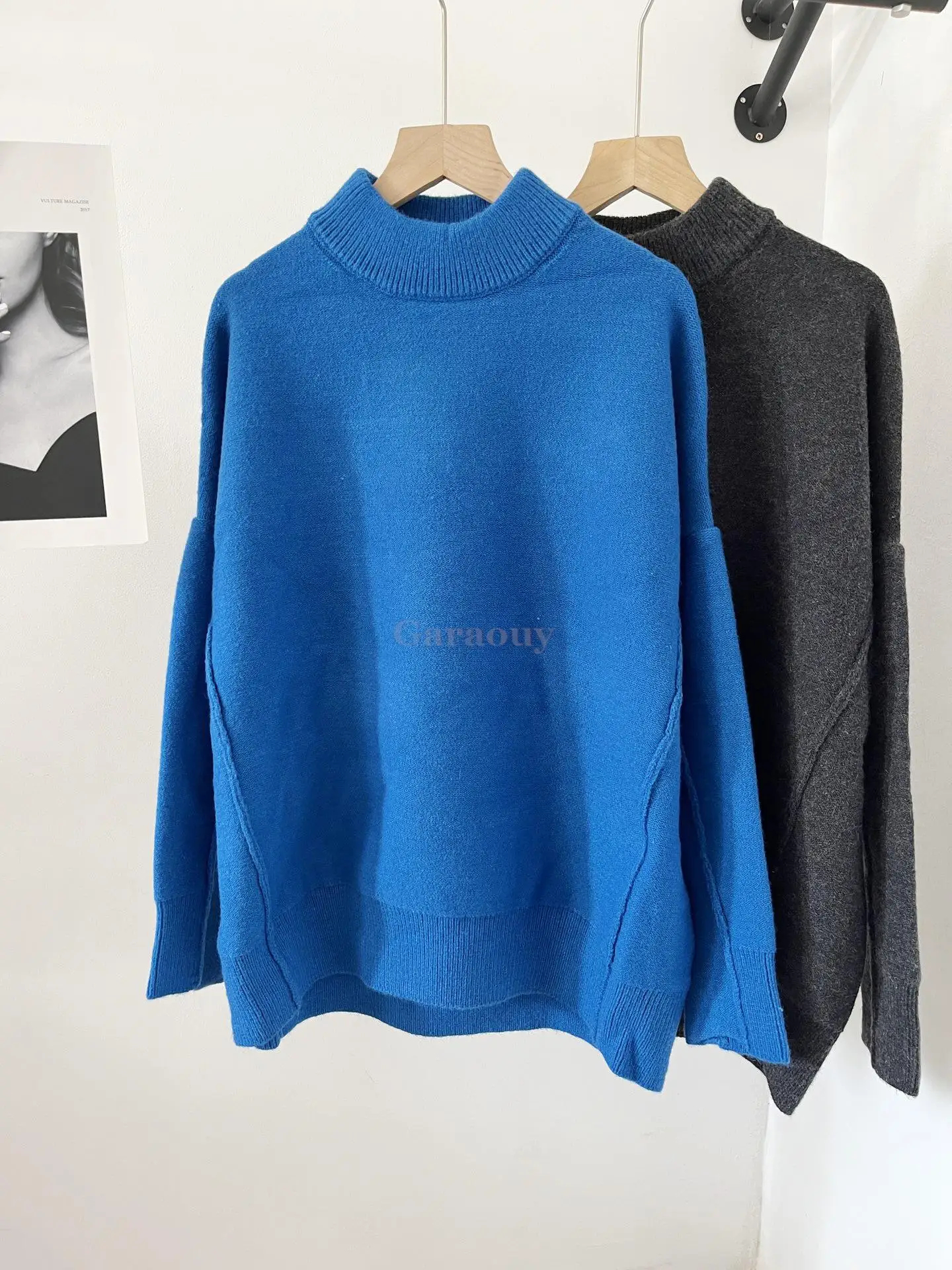 Garaouy 2024 Spring Autumn Women O Neck Raglan Sleeves Solid Knit Pullover Female Thick Warm Loose Sweater Oversized Jumper Tops