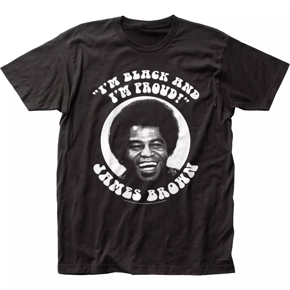 

James Brown Black And Proud Jersey T-Shirt American Band Singer T-shirt Men Street Hip-hop Rock Short-sleeved Women Cotton Top