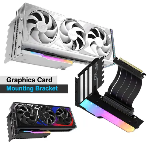 Easy-Install Vertical GPU Mount with 15cm PCIe 4.0 Riser Cable and Flat Cable Design for Optimal Cable Management and Airflow