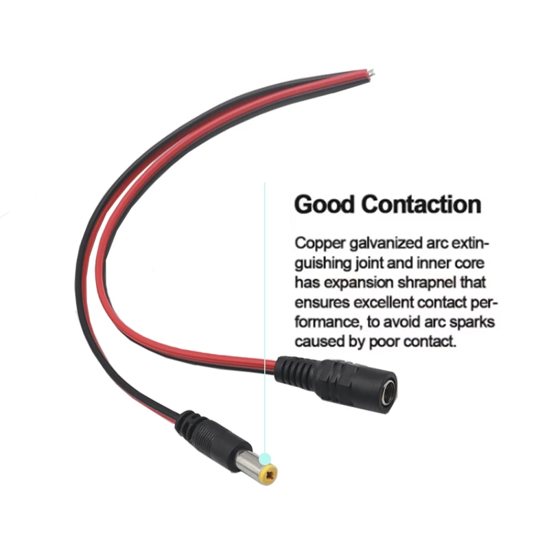 【20-2PCS】12V Dc Connectors Male Female Jack Cable Wire Line Adapter Plug Power Supply 5.5 x 2.1mm