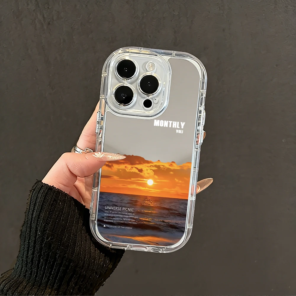Modische Schneeberg-Gletscher-Spiegel-Handyhülle für iPhone 17 15 14 16 Pro Max 13 12 11 Pro XR XS 8 Plus 17Air Stoßfeste Hülle – Detail 7