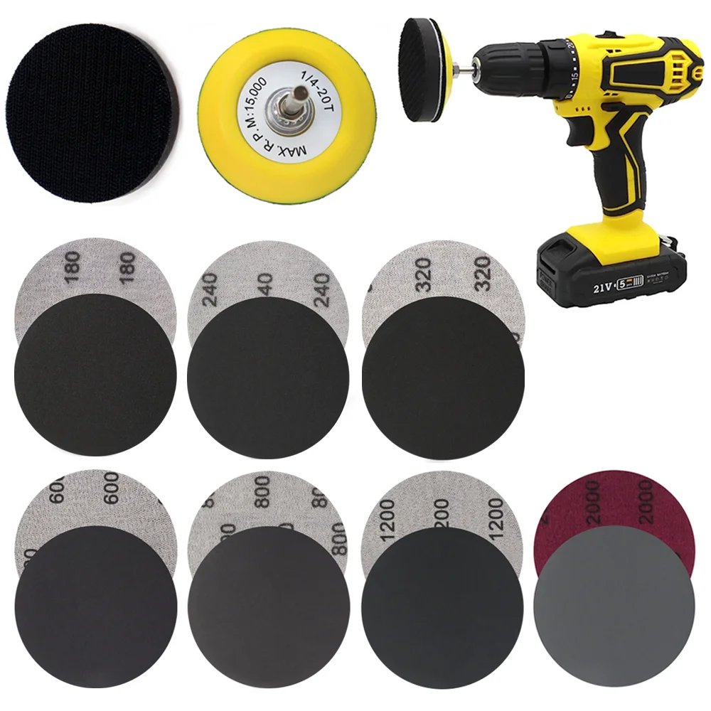 3 Inch Headlight Restoration Kit Silicon Carbide Wet Dry Sandpaper Assortment 180-2000 Grit for Headlights Polish Lens Restore