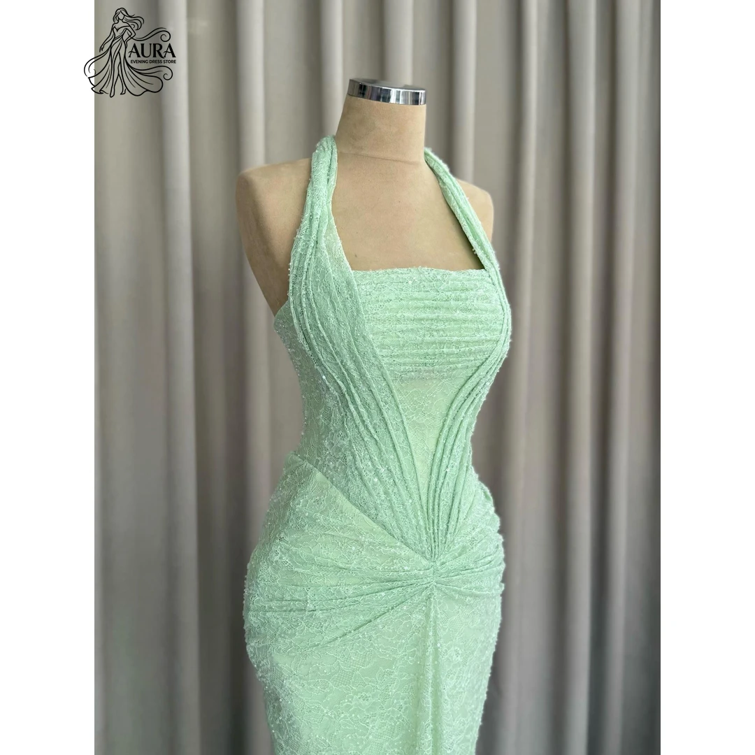 Vestidos de Fiesta Elegantes y de Lujo Aura Hechos a Medida 2026, Vestidos de Noche de Lujo con Falda Cruzada Tipo Cola de Pez, Vestidos de Encaje Hechos a Medida para Ocasiones Especiales y Bailes de Graduación