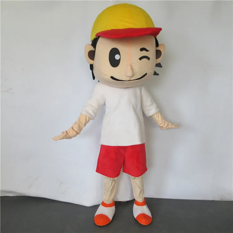 

Boy Mascot Costume Boy with Hat Mascot Costumes Adult Size Outfit for Carnival Halloween Chrismas Party Events
